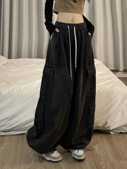 Denim Tooling Wide Leg Pants for Women