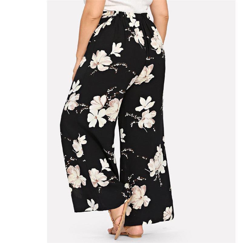 Weekend Loose Flower-print Pants For Women