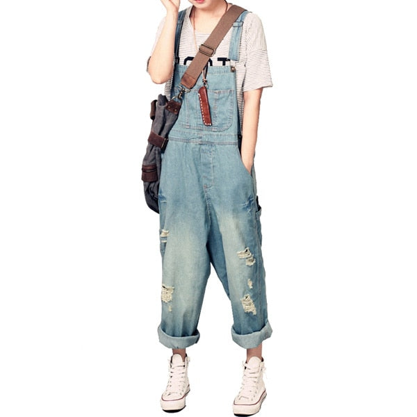 Everyday-Ease Denim Overall Loose Jumpsuit