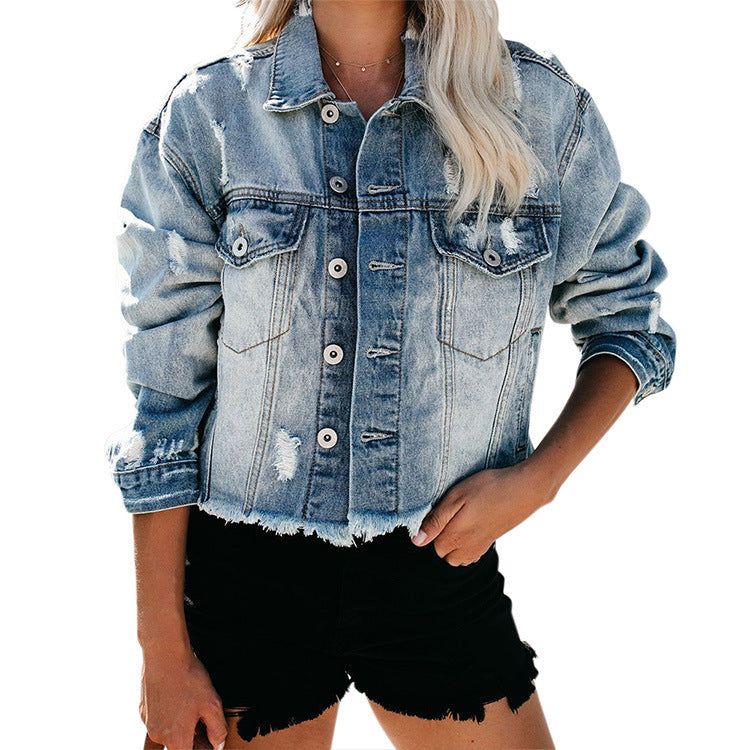 Crystal Flame Ladies Denim Jacket