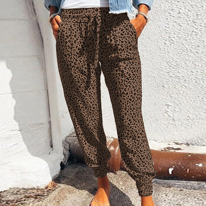 Leopard Print Slim Pants for Women