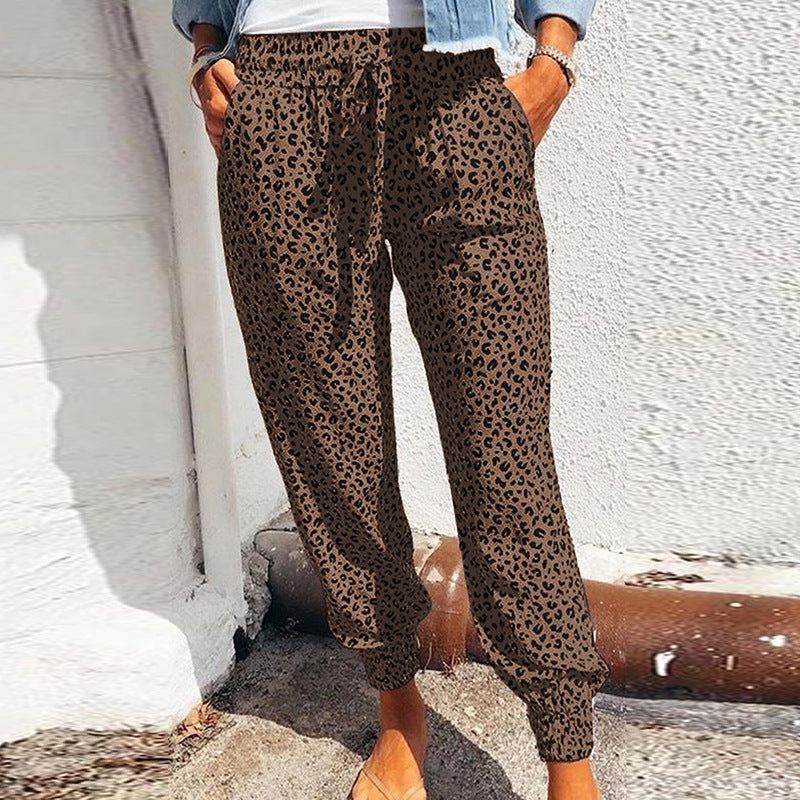 Leopard Print Slim Pants for Women