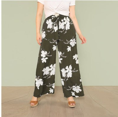 Weekend Loose Flower-print Pants For Women