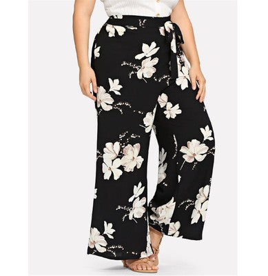 Weekend Loose Flower-print Pants For Women