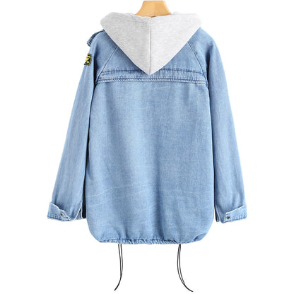 Two-piece denim hooded jacket