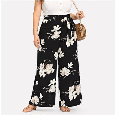 Weekend Loose Flower-print Pants For Women