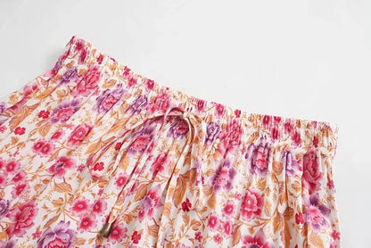 Positioned-Print Loose Midi Skirt