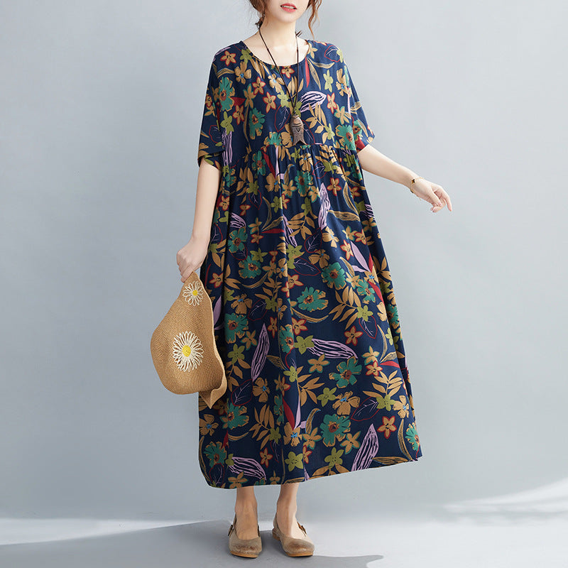 Cotton Floral Printed Long Dress