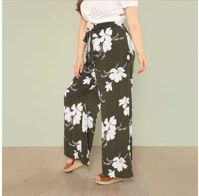 Weekend Loose Flower-print Pants For Women