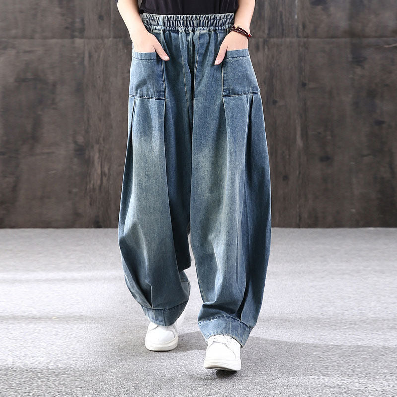 Loose Plus Size Denim Harem Women&