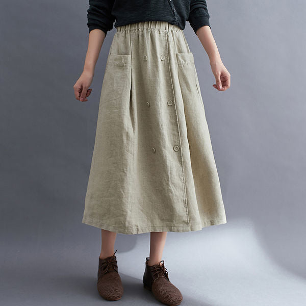 Casual-Contours Double-breasted Midi Skirt