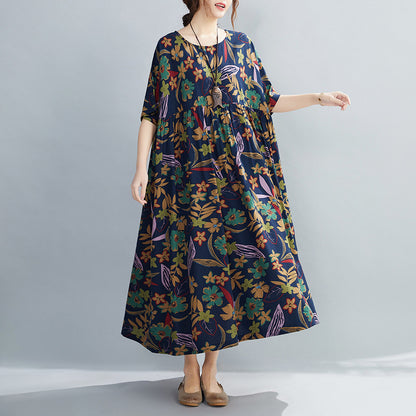 Cotton Floral Printed Long Dress