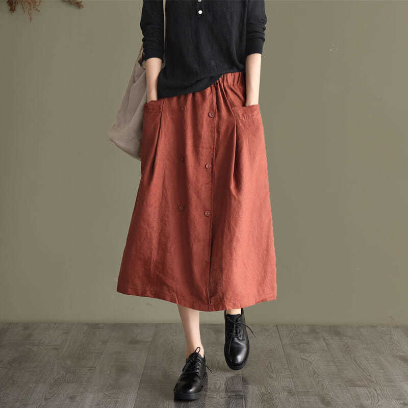 Casual-Contours Double-breasted Midi Skirt