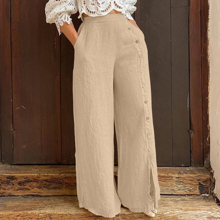 Slit Wide High Waist Pants