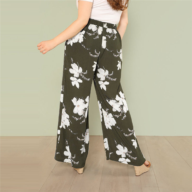 Weekend Loose Flower-print Pants For Women