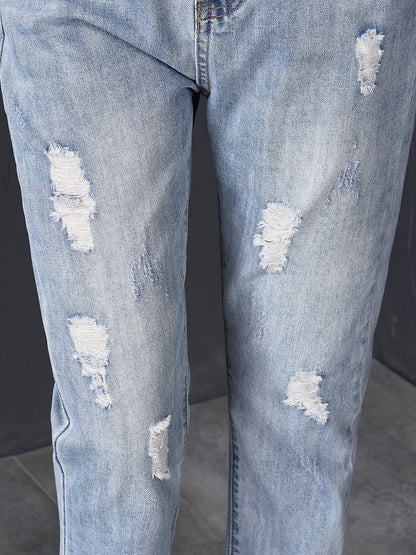 High Waist Ripped Denim Pants