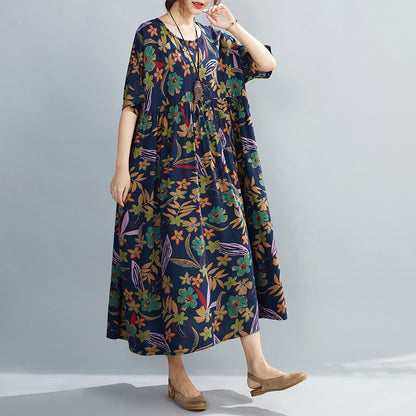 Cotton Floral Printed Long Dress