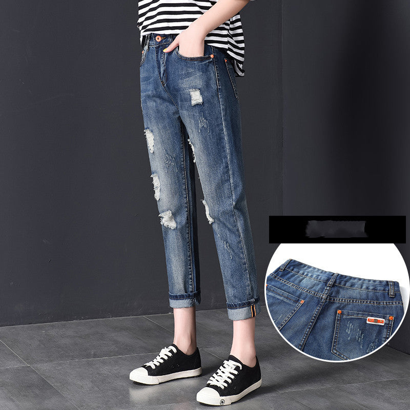 High Waist Ripped Denim Pants