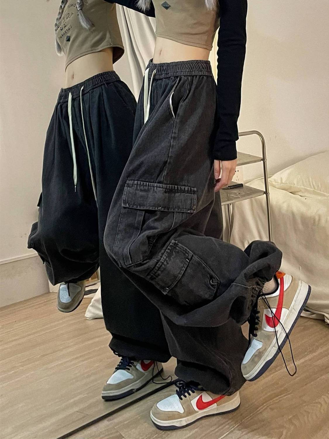 Denim Tooling Wide Leg Pants for Women