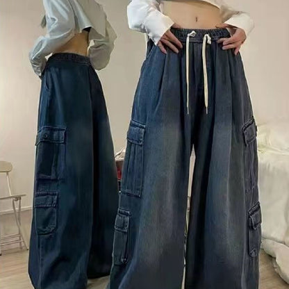 Denim Tooling Wide Leg Pants for Women