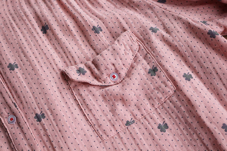 Soft Cardigan Cotton Print Shirt Long Sleeve Blouse