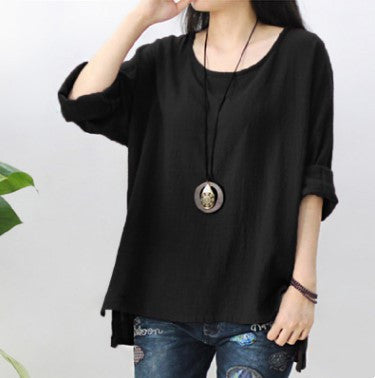 Loose Plus Size Slub Cotton Bottoming Shirt