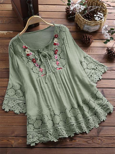 European And American V-neck Loose Blouse
