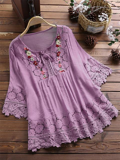 European And American V-neck Loose Blouse