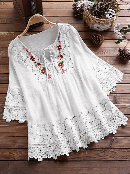 European And American V-neck Loose Blouse