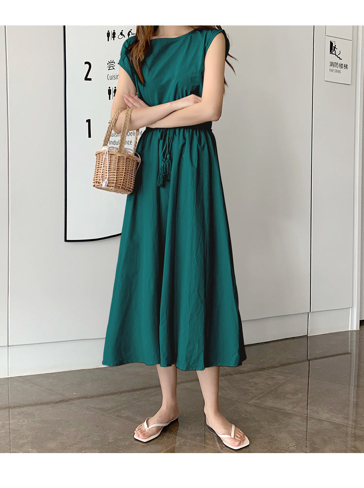 Sleeveless Round-neck Dress