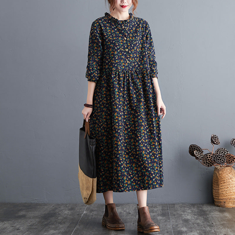 Retro Literary Cotton And Linen Dress