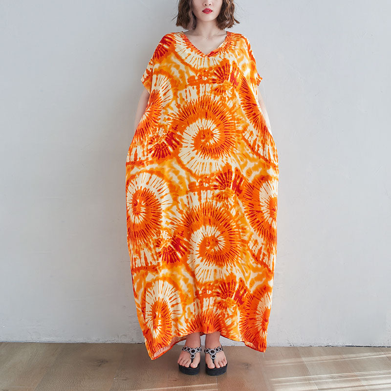 Printed Long Skirt Tie-dye Holiday Casual Straight Over-the-knee Maxi Dress
