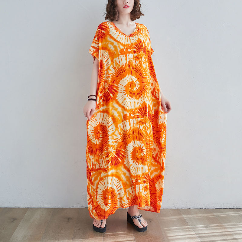 Printed Long Skirt Tie-dye Holiday Casual Straight Over-the-knee Maxi Dress