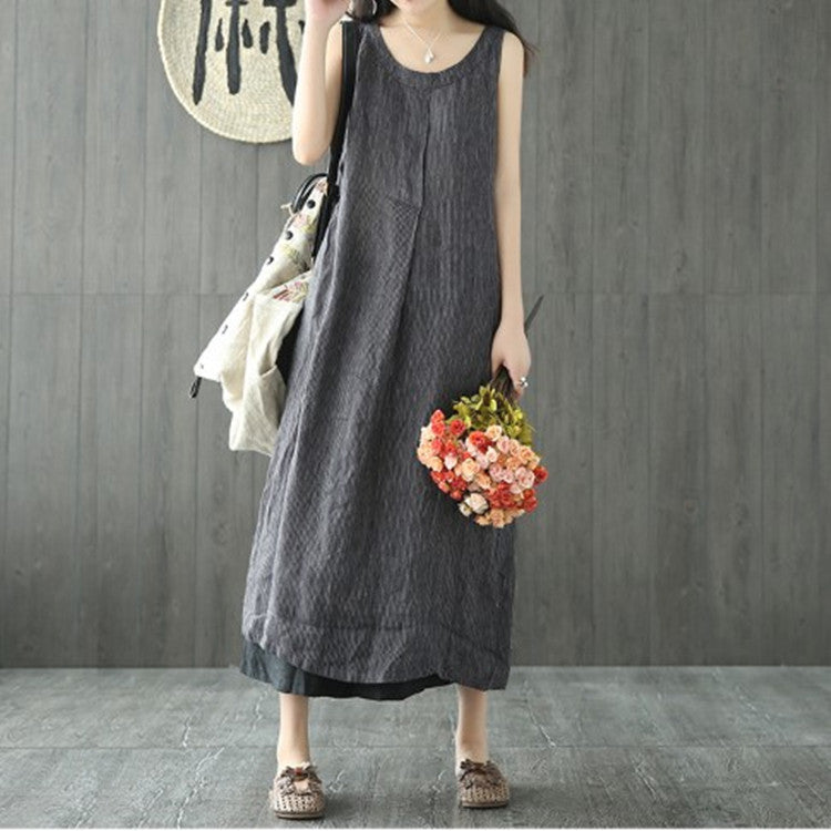 Sleeveless Cotton and Linen Dress