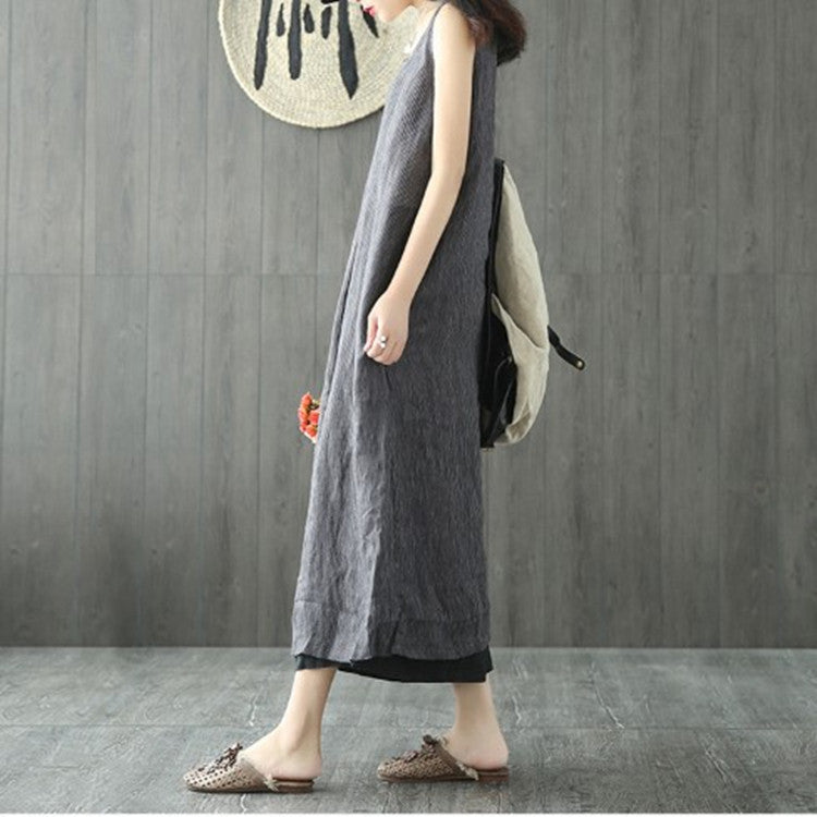 Sleeveless Cotton and Linen Dress