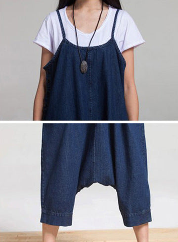 Summer denim overalls culottes