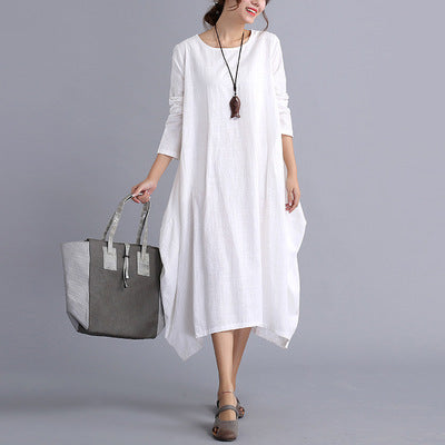 Long Sleeve Cotton Linen Dress
