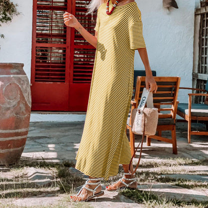 Striped Vintage Dress with Pockets