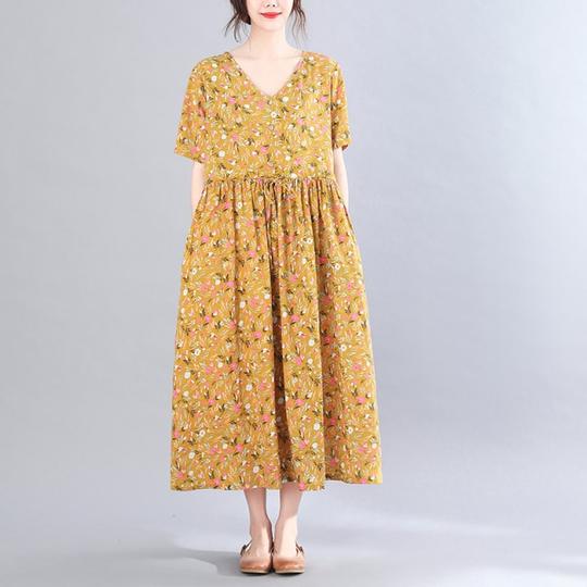 Floral Retro Short-Sleeved Dress