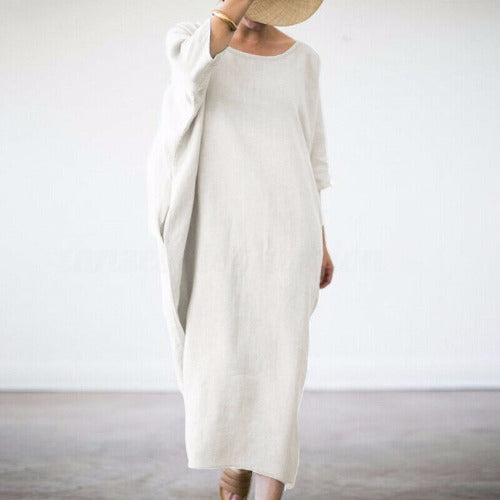 High-quality Bat Cotton And Linen Plus Thickening And Fattening Dress