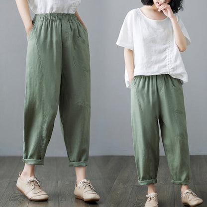 Cropped Casual Pant with Cotton