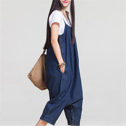 Summer denim overalls culottes