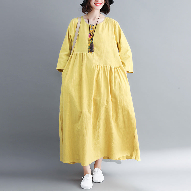 Cotton Midi Dress with Pullover Robe