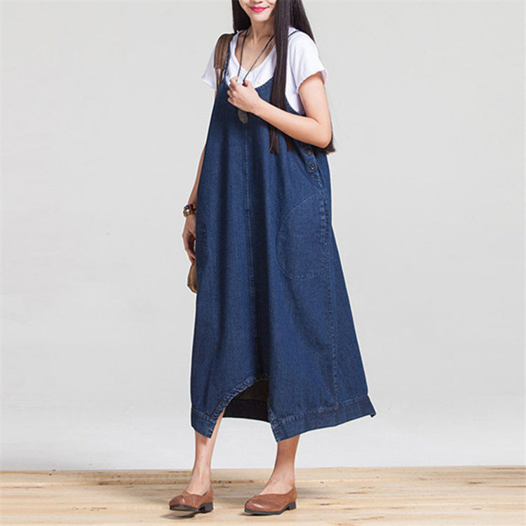 Summer denim overalls culottes