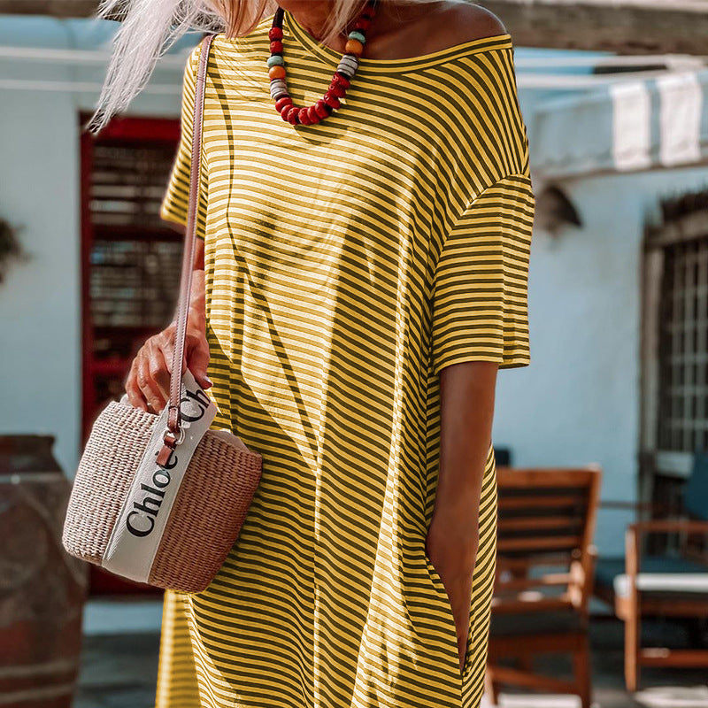 Striped Vintage Dress with Pockets