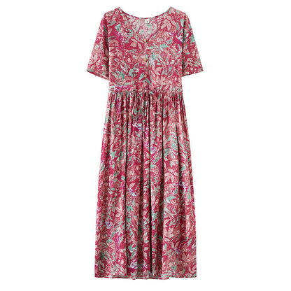 Floral Retro Short-Sleeved Dress