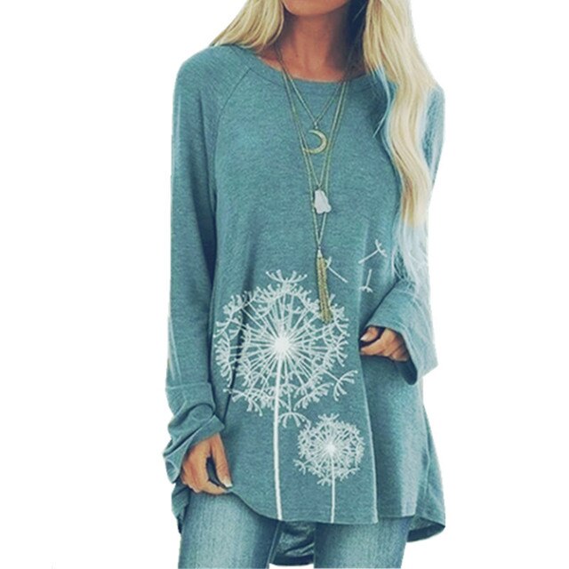 Ladies Long Sleeve Blouse with Round Neck