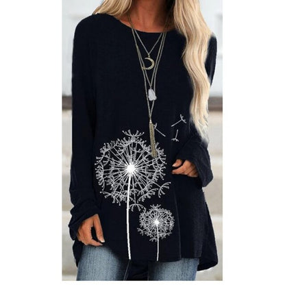 Ladies Long Sleeve Blouse with Round Neck