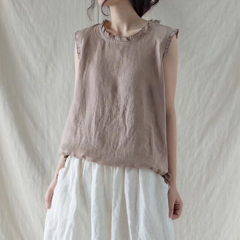 Serene Echo Vintage Linen Tank Top