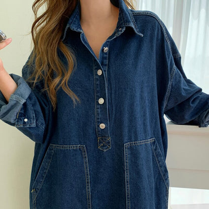 Gem Luxe Denim Dress with Long-Sleeve